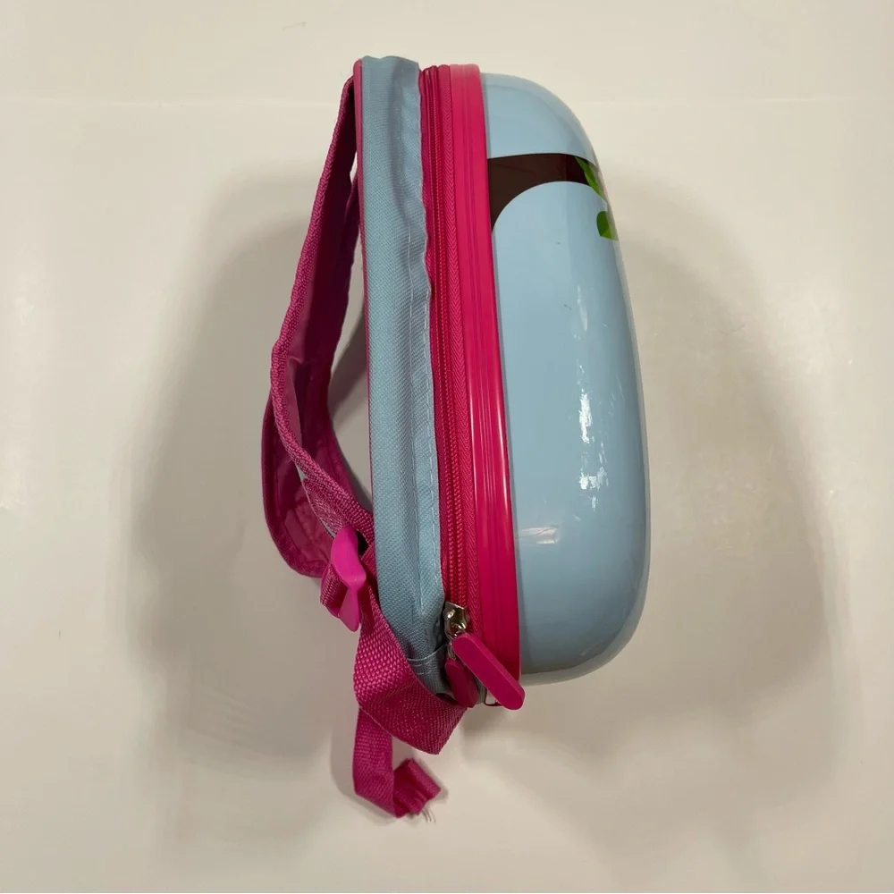 Blue Pink Owl Hard Shell Cover Travel Backpack